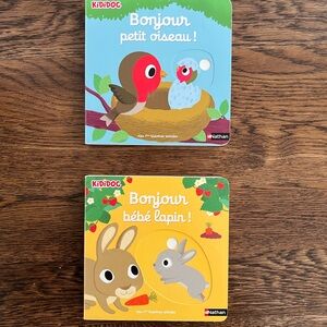 Set of 2 French Board Books - Bonjour petit oiseau et bébé lapin